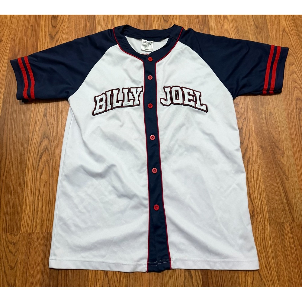 Billy Joel Baseball Jersey Mens Medium Concert Merchandise Button Front White